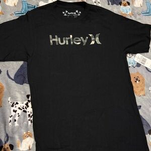 Hurley Men's Black Tee with Camo Logo